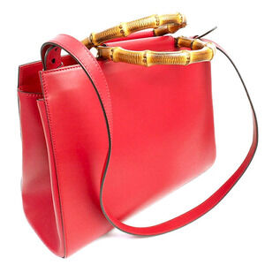 Gucci Shoulder Handle Red Strap Top Bamboo Bag